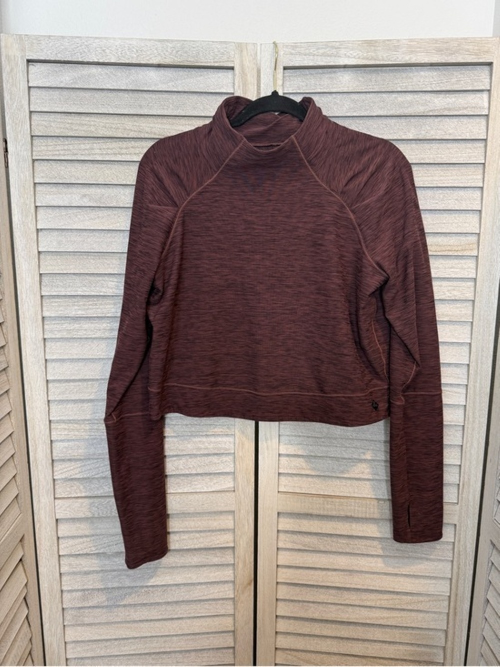Prana Zandra Funnel Neck Long Sleeve Shirt Size L Burgandy